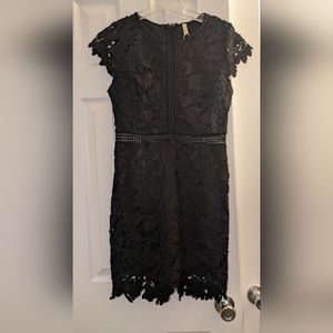 NWT Pink Blush Brand Black Crochet Overlay Fitted Dress Size Large